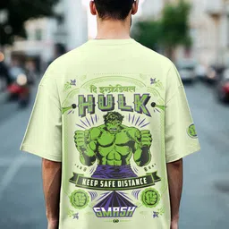 Bewakoof Men Hulk Truck Graphic Printed Cotton Oversized T-shirt-picture-39