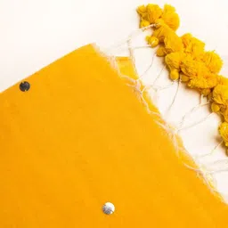 HERE&NOW Women Solid Embellished Mirror Work Pure Cotton Saree image 2