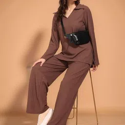 Murcia Textured Shirt Collar Top With Trousers Co-Ords-picture-38