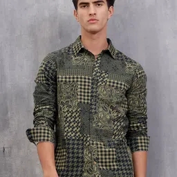 WROGN Men Slim Fit Ethnic Motifs Printed Spread Collar Pure Cotton Casual Shirt-picture-27