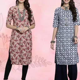 Ethnic basket Women Pack Of 2 Multicoloured Crepe Kurtas-picture-35