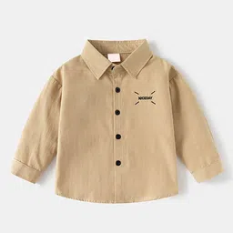 LULU & SKY Boys Typography Printed Spread Collar Cotton Casual Shirt-picture-51