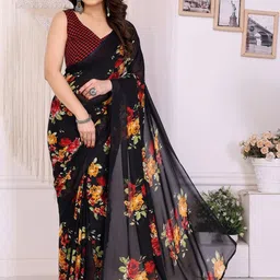 KALINI Floral Poly Georgette Designer Bhagalpuri Saree-picture-11