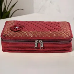 Kuber Industries Maroon Self Design Jewellery Organiser image 2