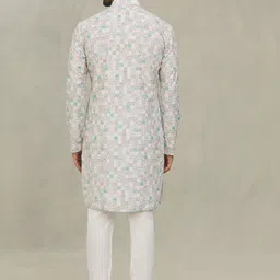 Arihant Rai Sinha Geometric Printed Mandarin Collar Pure Cotton Kurta With Churidar image 5