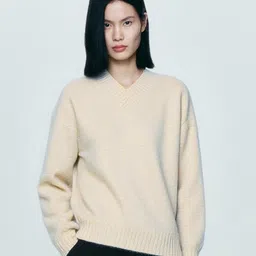 HERE&NOW Women Solid V-Neck Long Sleeves Pullover-picture-37