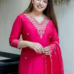 ATOXIC Women Pink Chanderi Silk Kurta Sets image 5