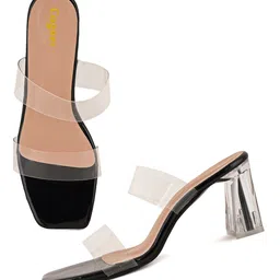 Cogner Women Open Toe Transparent Party Block Sandals image 3