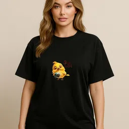 Anikmart Women Dri-FIT Graphic Printed Round Neck Cotton Oversized T-shirt-picture-27