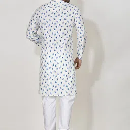 RANAK Men Floral Printed Regular Pure Cotton Kurta with Pyjamas image 2