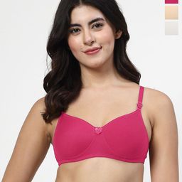 LILY Women Pack of 3 Solid Bra Full Coverage Heavily Padded-picture-18