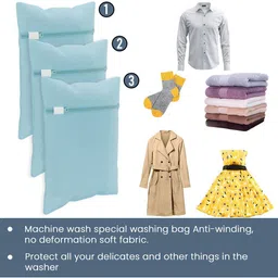 Aura 9-Pcs Blue Reusable Mesh Laundry Bags With Zipper image 4