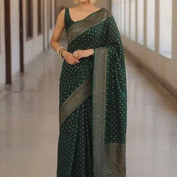 BerMondsey Ethnic Motifs Woven Design Zari Banarasi Saree-picture-37