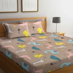 Myntra Elegant Homes Brown & Pink Printed 300 TC King Bedsheet Set 2.5 m x 2.2 m-image-64