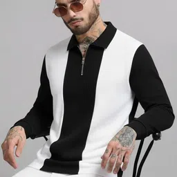 Try This Colourblocked Polo Collar T-shirt-image-43