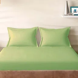 Sleeping Owls Green 210 TC King Bedsheet with 2 Pillow Covers-picture-13