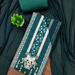 Panzora Printed Mirror Work Unstitched Dress Material-picture-12