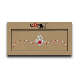 Comet Busters Kolka Bengali Adhesive Handcrafted Bindi - Red & White-picture-32