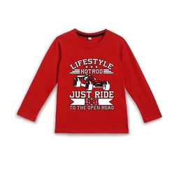 KIDSCRAFT Boys Red Pure Cotton Self Design Clothing Set image 4