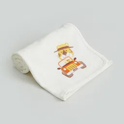 Juniors by Babyshop Cream-Coloured & Orange Cartoon Characters Single Bed Blanket-picture-17