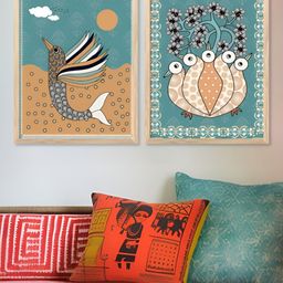 Kotart Traditional Brown & Green 2 Pieces Printed Wooden Wall Arts-picture-43
