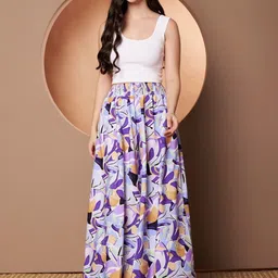 LookShine Women Printed Relaxed Flared Wrinkle Free Trousers image 3