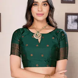 oxalis Floral Zari Border Banarasi Saree image 5