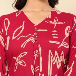 ADAA JAIPUR Abstract Printed V-Neck Pure Cotton Kurta With Trousers image 2