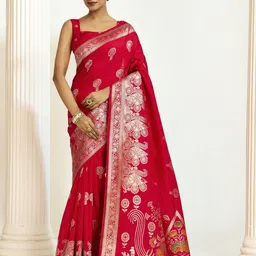 HERE&NOW Roopmadhuri Ethnic Motifs Woven Design Zari Saree-picture-19