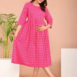 Marudhara Printed Maternity Fit & Flare Midi Dress image 2
