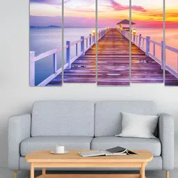 Inephos Blue And Orange 5 Pieces Beautiful Sea Nature Printed Canvas Wall Art-picture-10