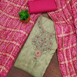 Rangtulika Ethnics Motifs Embroidered Sequinned Unstitched Dress Material-image-14