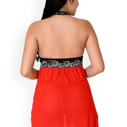 chia fashions Net Halter Neck Printed Baby Doll image 2