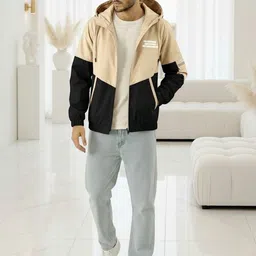 VERTICALS Men Typography Colourblocked Lightweight Sporty Jacket image 3