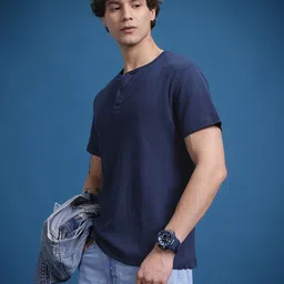 The Roadster Lifestyle Co. Solid Henley Neck T-shirt-picture-25