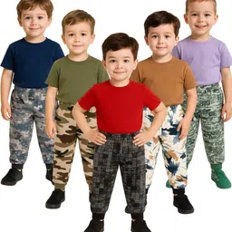 YK Kids Pack Of 5 Printed Mid-Rise Joggers-picture-22