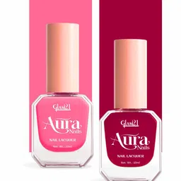 GLAM21 Pack of 2 Coral Pop Aura Nails Lacquer High-Shine Nail Enamel 10ml each-picture-21