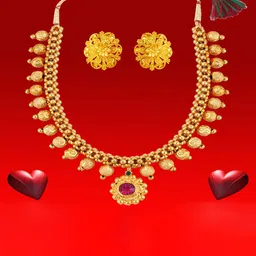 Heer Collection Gold-Plated Artificial Stones Studded Choker Jewelry Set-picture-35