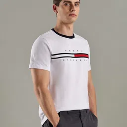 Tommy Hilfiger Brand Logo Embroidered Round Neck Pure Cotton T-Shirt image 4