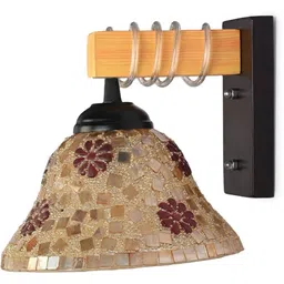 1ST TIME Multicoloured & Cream-Coloured Textured Wood Wall Lamp-picture-31