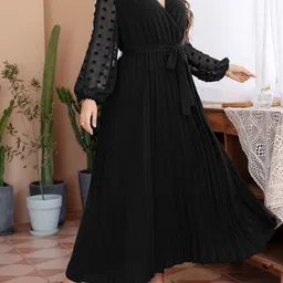 sztori Plus size occaion Bishop Sleeve Wrap Maxi Dress image 2
