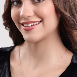 MALENA Rose Gold-Plated Artificial Stones Studded Quirky Pendant With Chain image 2