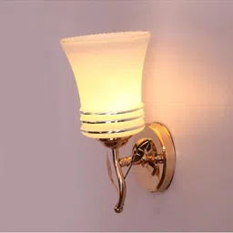 1ST TIME White & Gold-Toned Textured Metal Traditional Frustum Shaped Wall Lamp image 5