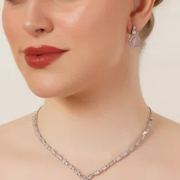 TRINK Rhodium-Plated American Diamond Studded Jewellery Set image 5