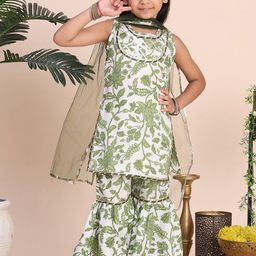 Cutiekins Girls Floral Printed Regular Gotta Patti Kurta Set With Dupatta-picture-29