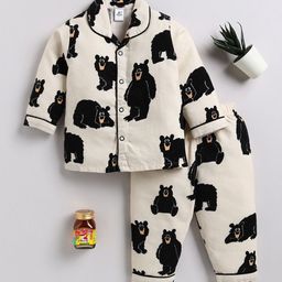 Clt.s Kids - Unisex Animal Printed Pure Cotton Shirt Collar Night suit-picture-1