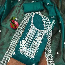 SAINOOR Floral Embroidered Unstitched Dress Material image 1
