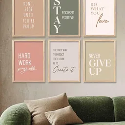 WALLLANE Brown 6 and more Piece Wood Abstract Wall Paintings image 3