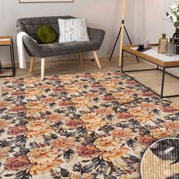 Kaleen India Beige Floral Anti-Skid Polyester Carpet-picture-6