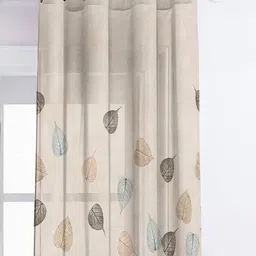 CASABLEU Eton Orange Colored & Grey 2 Pieces Floral Printed Sheer Door Curtains image 4